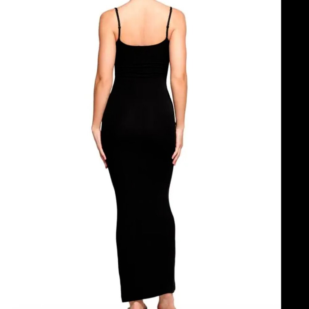SKIMS Soft Lounge Long Slip Dress – Onyx Ribbed – XS – Like New - Picture 2 of 7